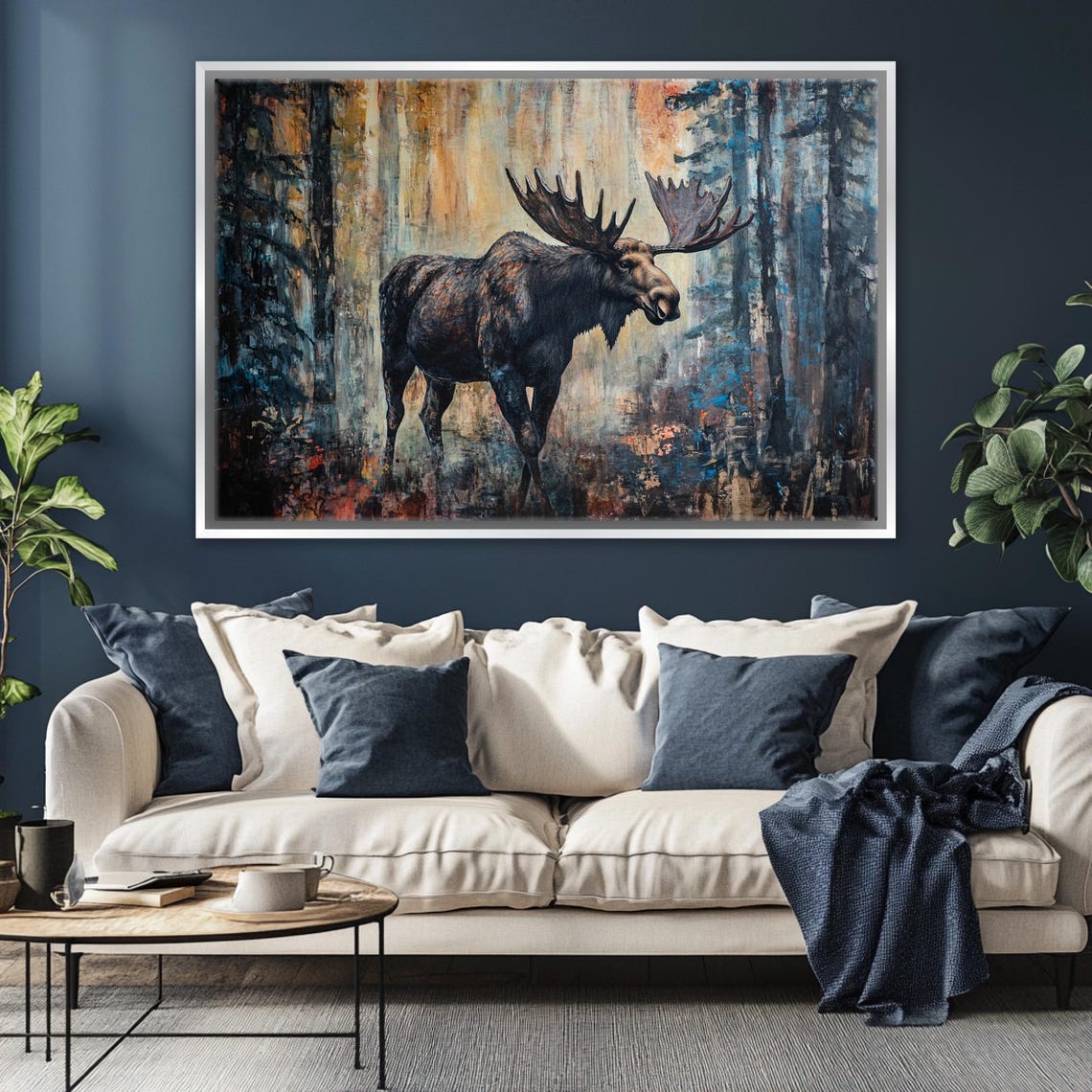 Majestic Moose In Misty Forest Dark Painterly Wildlife Art Print - Image 5