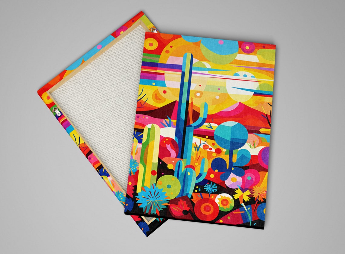 Geometric Modern Desert Southwest Saguaro Colorful Abstract Poster - Image 3