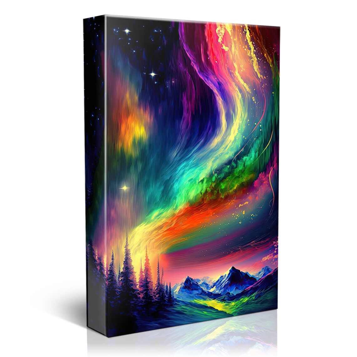 Vibrant Northern Lights Landscape, Night Scene Art Print - Image 5
