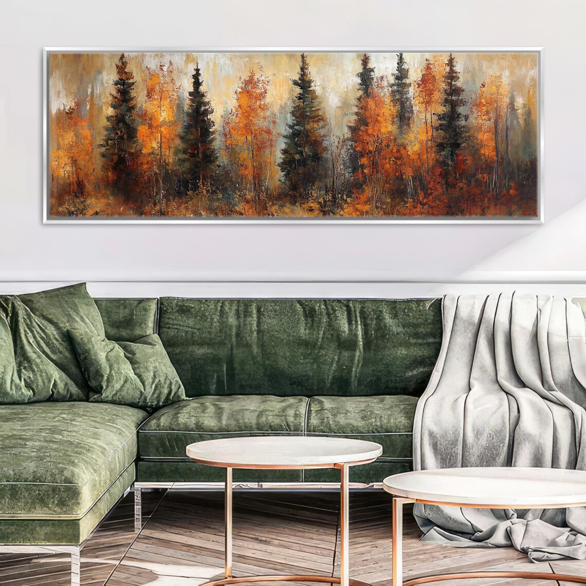 Autumn Pine Trees Panoramic Art Print, Scenic Landscape - Image 5