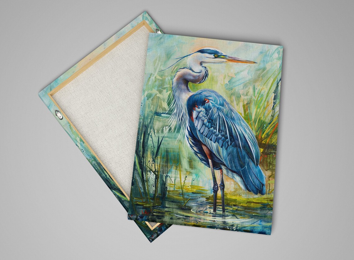 Blue Heron Wetlands Art Print, Wildlife Bird Decor - Image 4