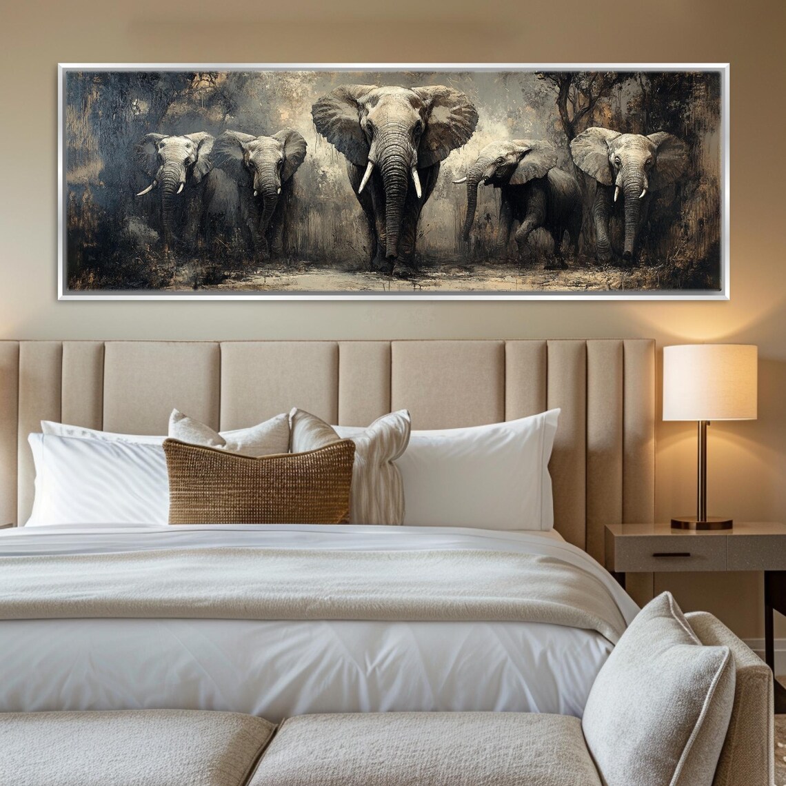 Elephant Herd Panoramic Art Print, Wildlife Scene - Image 4