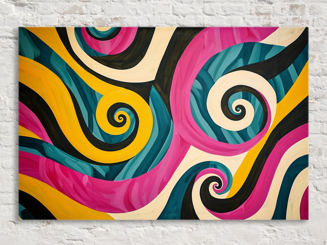 Modern Pop Art Pattern Painting Bold Colors Gicle Print On Gallery Wrapped Artist Ready To Hang Available In Extra Large Sizes