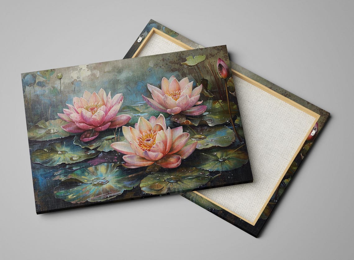 Water Lilies Wall Art Print Detailed Nature Wall Art Gallery Wrapped Gicle Print Ready To Hang Available In Extra Large Sizes - Image 4