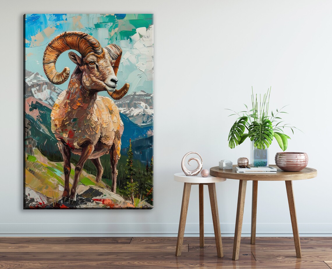 Bighorn Sheep Mountain Landscape Wall Art Print - Image 2