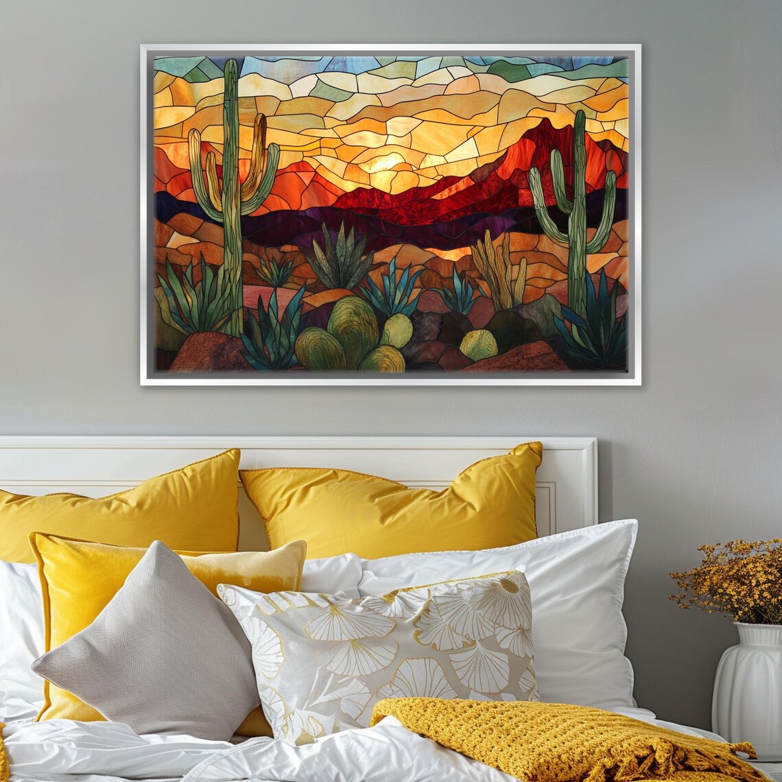 Arizona Desert Stained Glass Style Southwest Art Print - Image 3