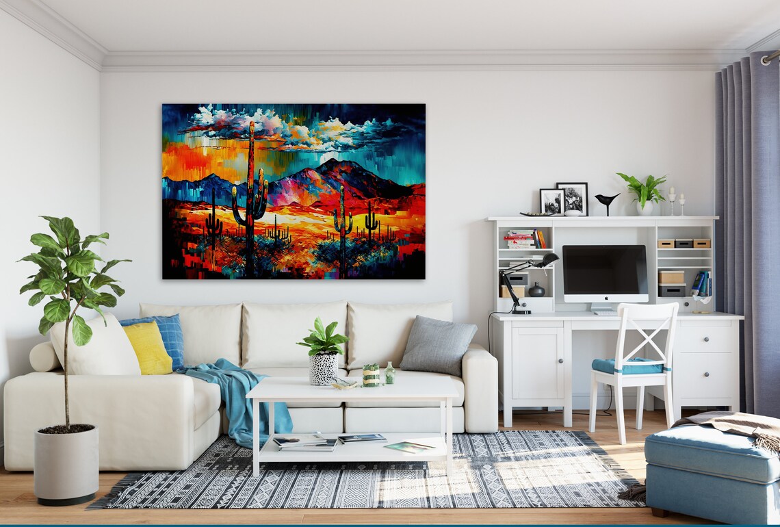 Colorful Desert Scene, Southwest Landscape Art Print - Image 3