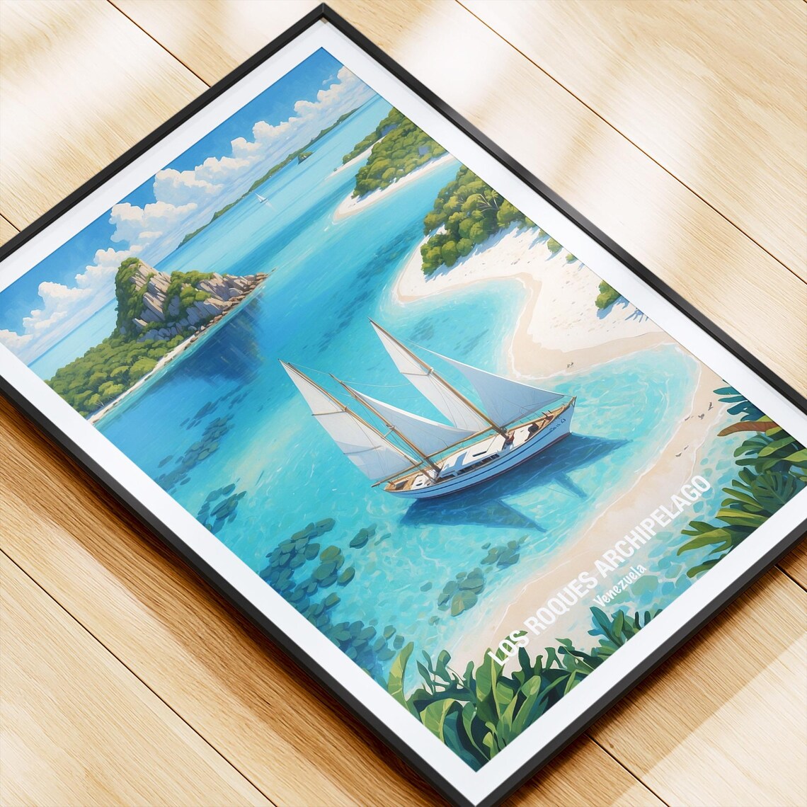 Los Roques Venezuela Sailboat In Turquoise Cay Lagoon Poster - Image 4