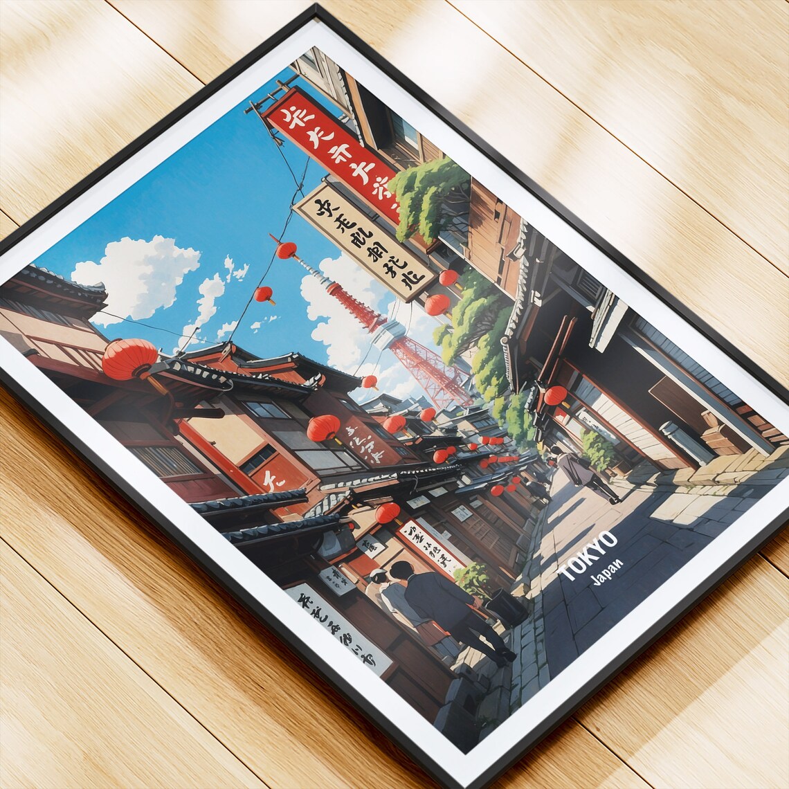 Tokyo Traditional Street Tokyo Tower Lanterns Japan Travel Poster - Image 4