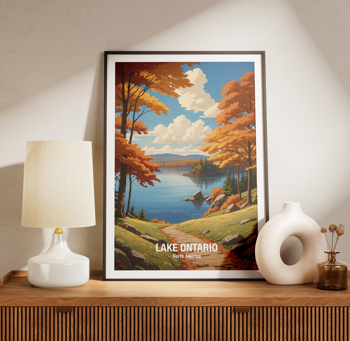 Lake Ontario North America Winding Autumn Path By The Lake Poster - Image 3