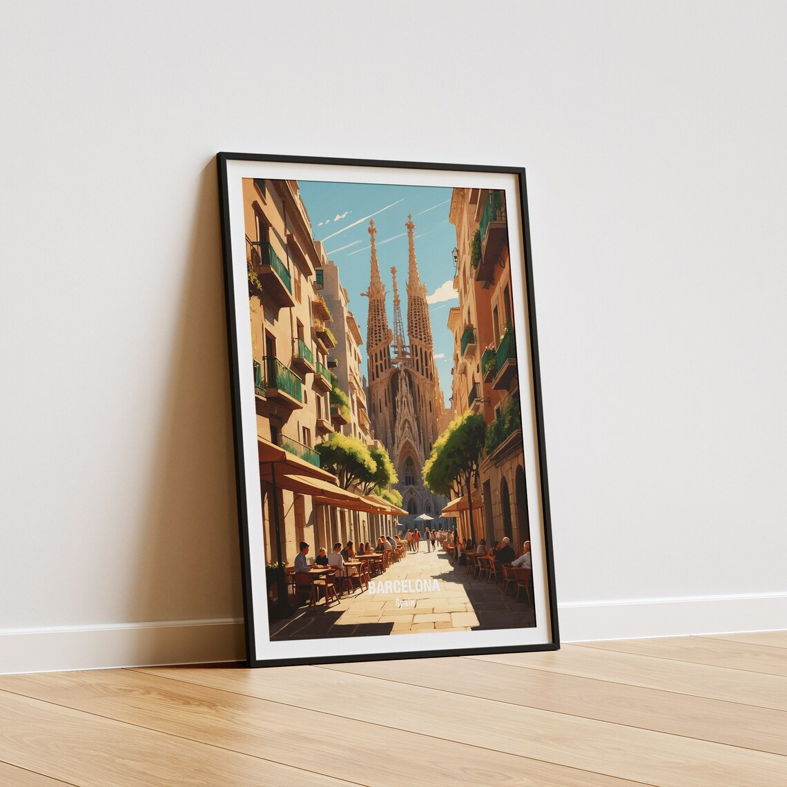 Barcelona Sagrada Familia Sunny Street Cafes Gaudi Daytime Poster - Image 5