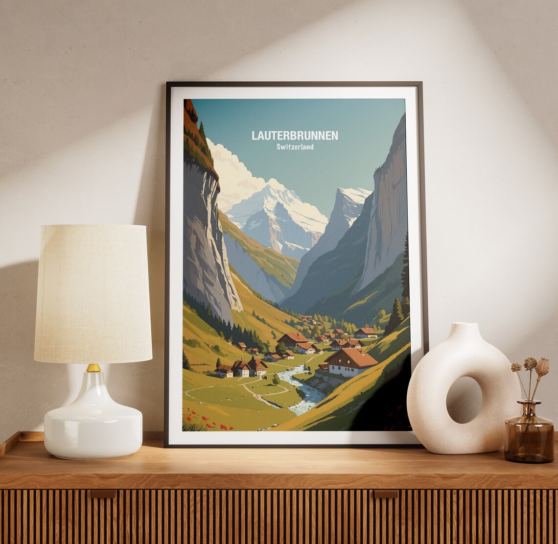 Lauterbrunnen Valley Swiss Alps Waterfalls Village Scenic Poster - Image 3
