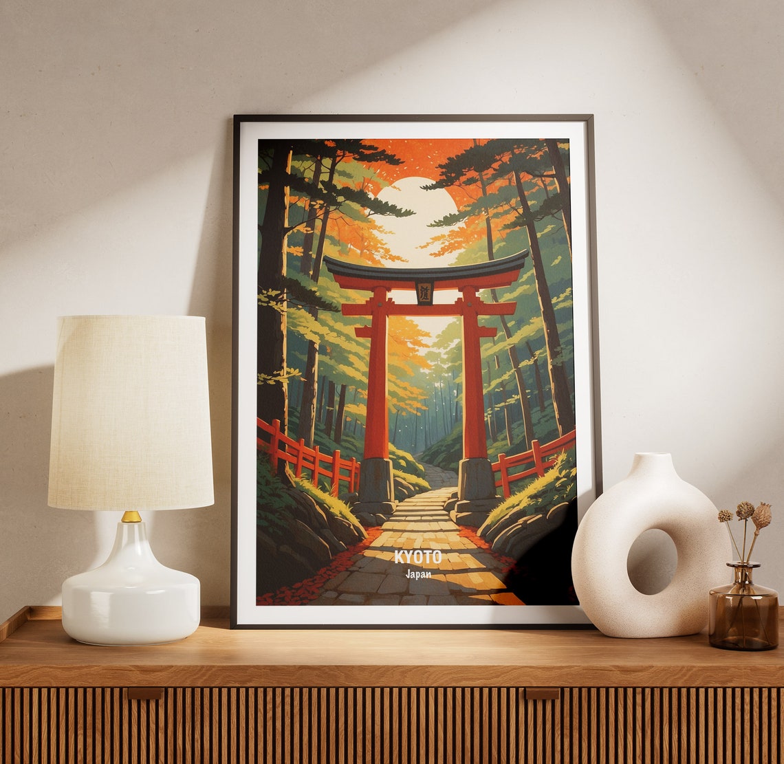 Kyoto Red Torii Gate Forest Shrine Japan Autumn Travel Poster - Image 3
