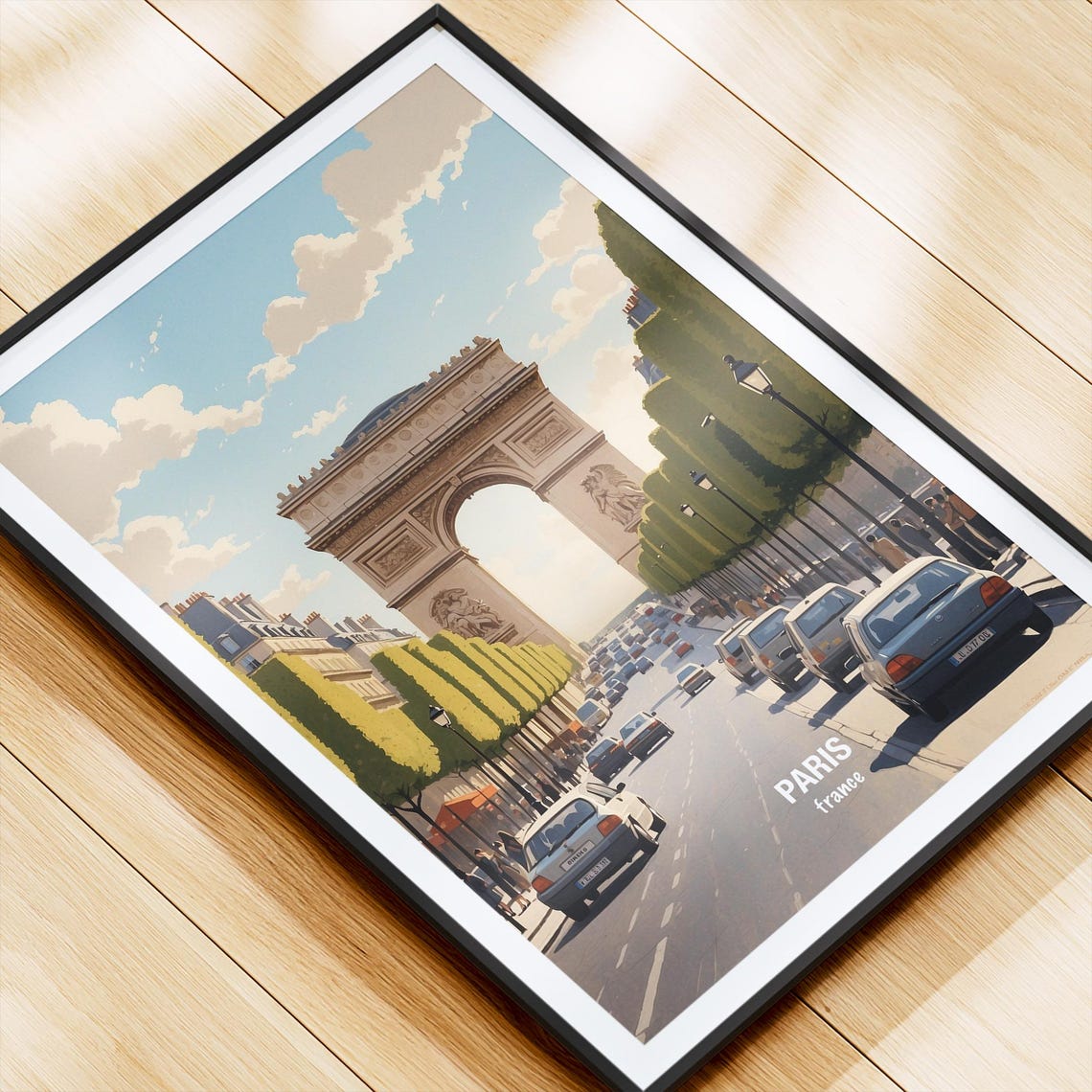 Paris Arc de Triomphe Champs Elysees Bustling City Street Poster - Image 4
