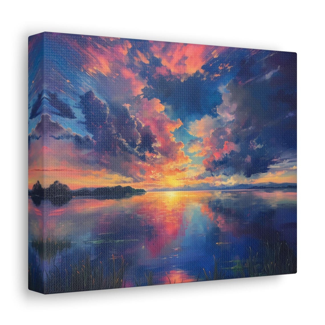 Pink and Purple Sunset Clouds Reflecting on a Peaceful Lake Poster - Image 2