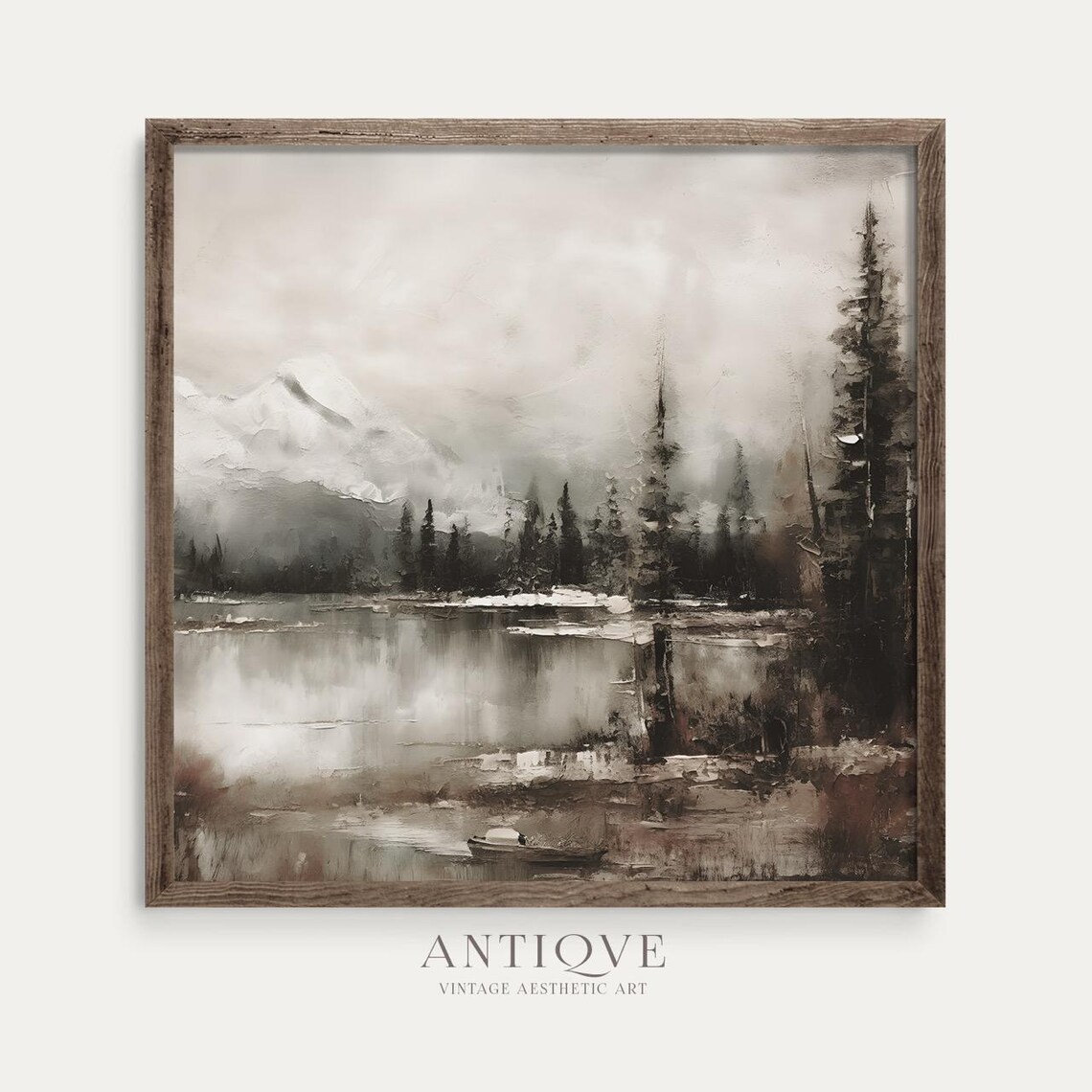 Winter Snowy Landscape Painting, Rustic Christmas Decor - Image 4