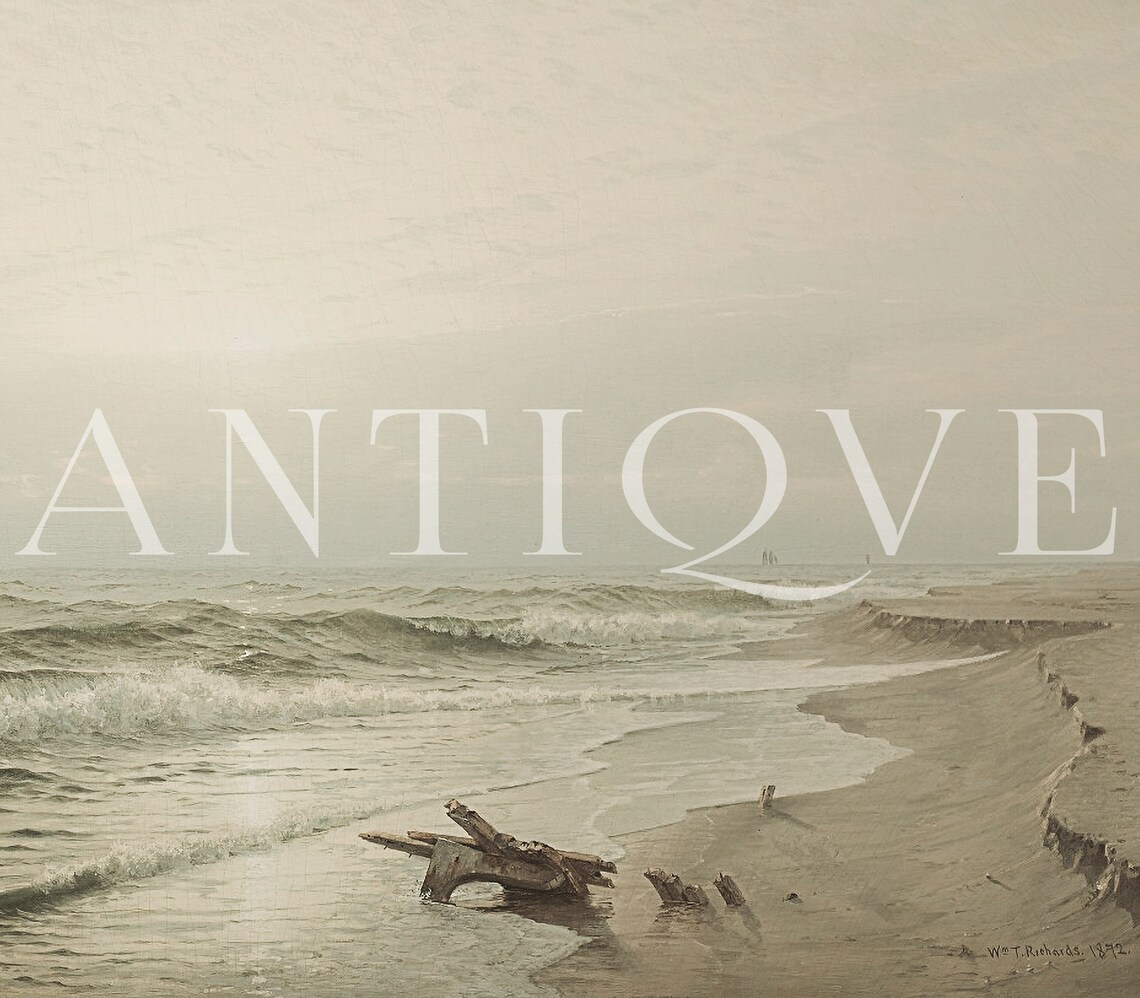 Antique Coastal Vintage Sea Waves Art Print - Image 3