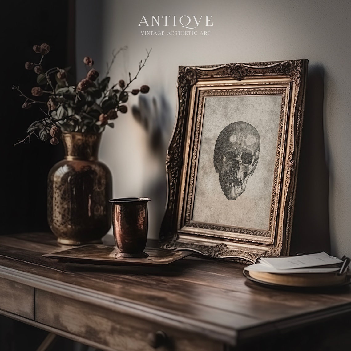 Antique Anatomical Skull Engraving Vintage Science Illustration Print - Image 2