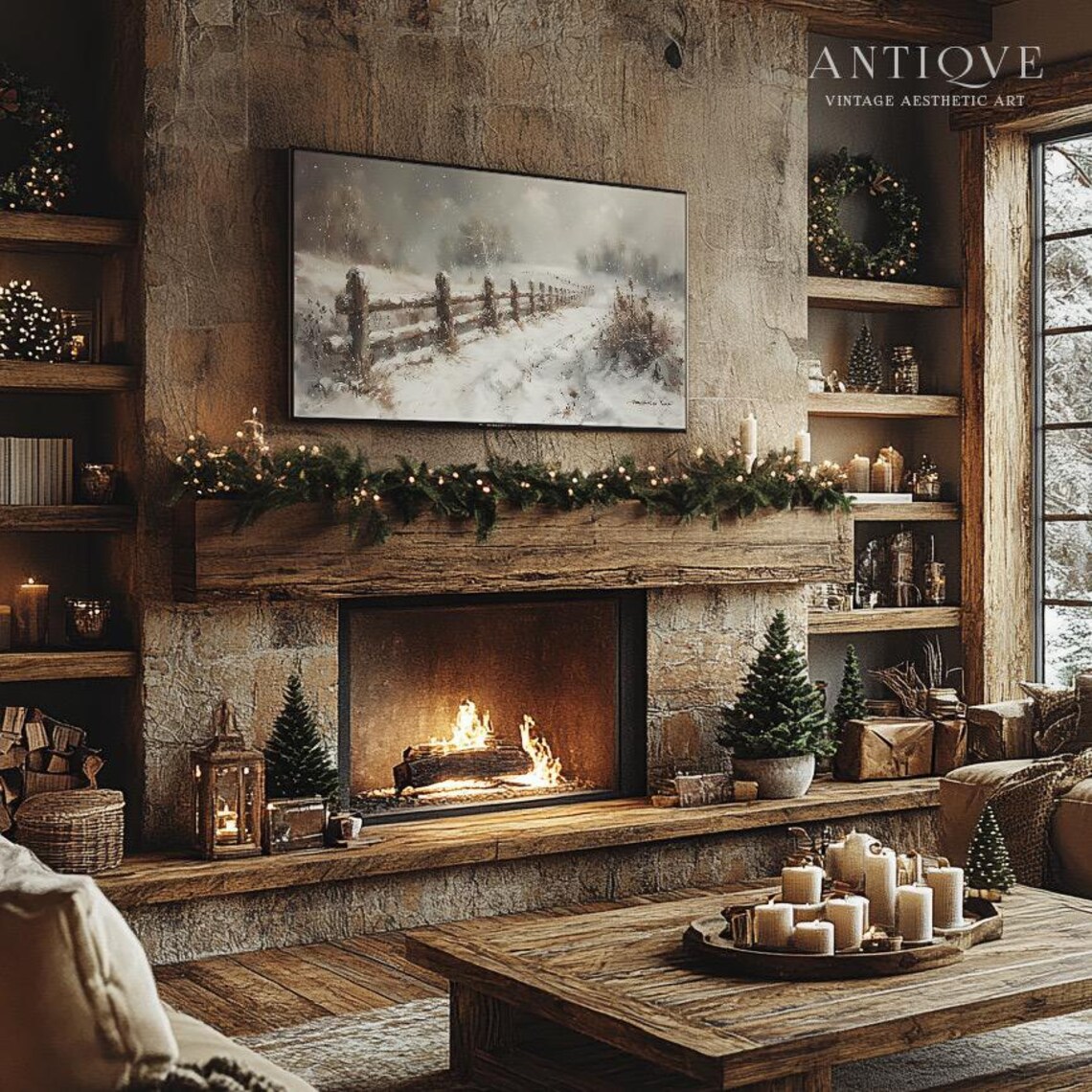 Winter Fence In The Snow, Rustic Holiday Decor