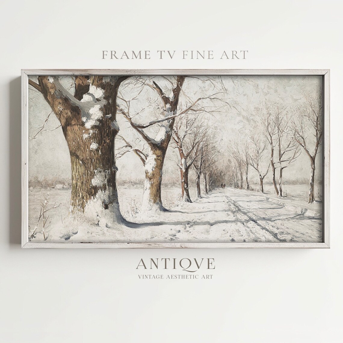 Vintage Winter Woods Painting, Snowy Landscape - Image 2