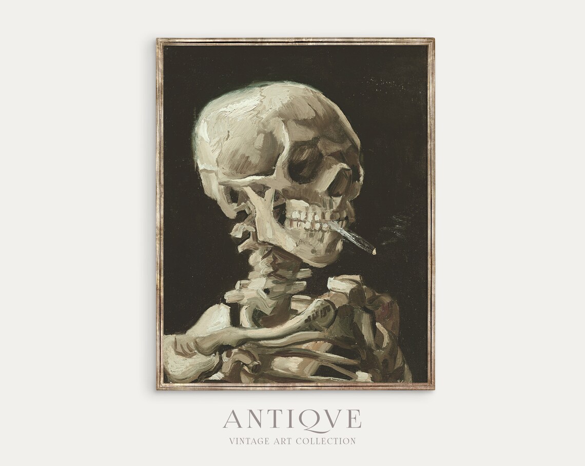 Vintage Skull Oil Painting Dark Academia Art Print