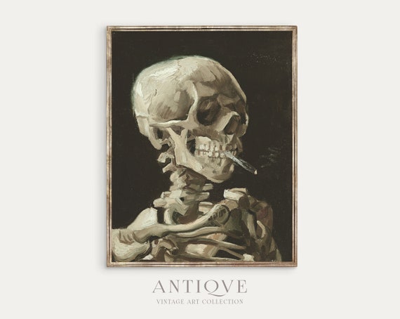 Vintage Skull Oil Painting Dark Academia Art Print