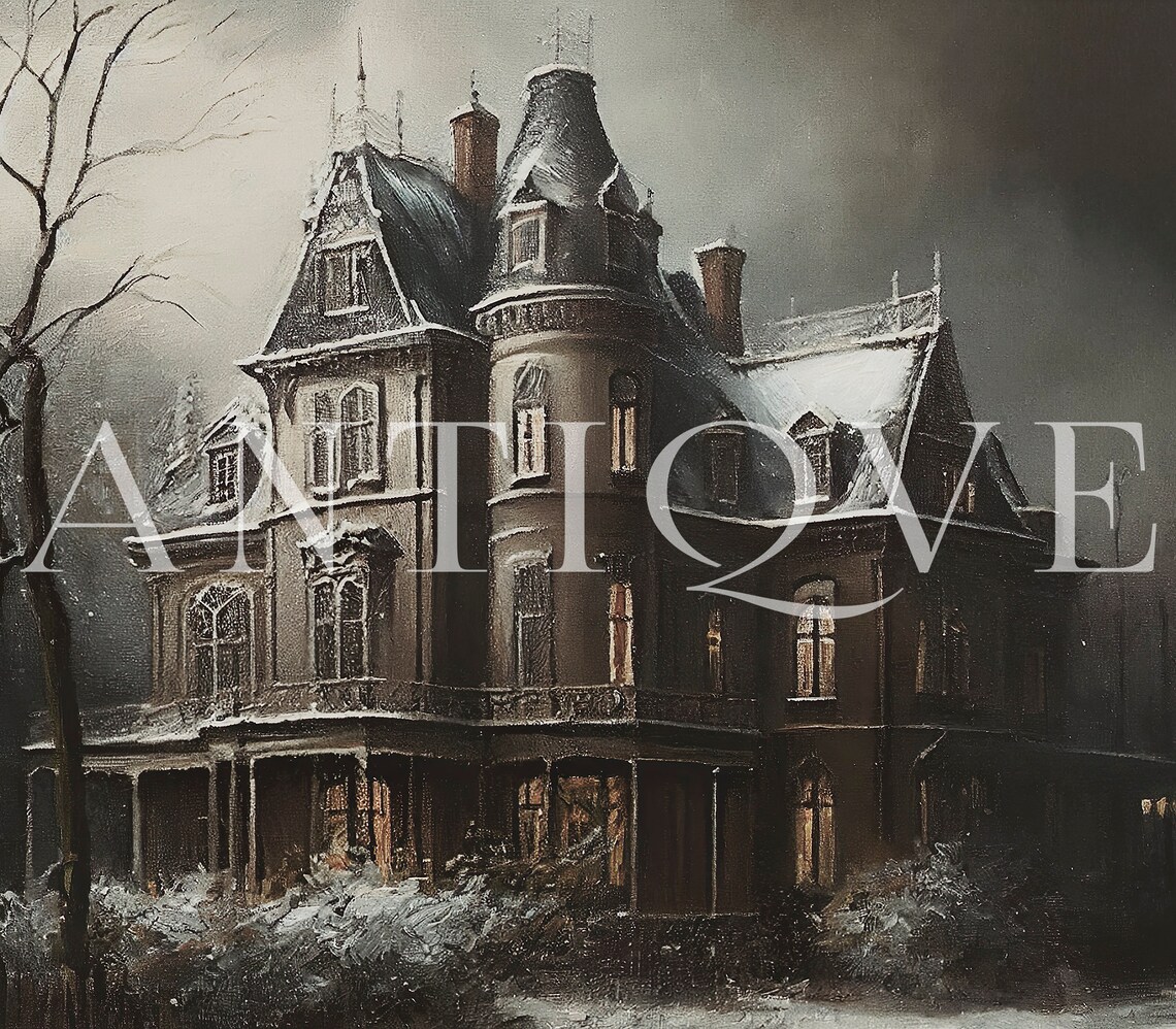 Gloomy Victorian Mansion Haunted House Art Print - Image 3