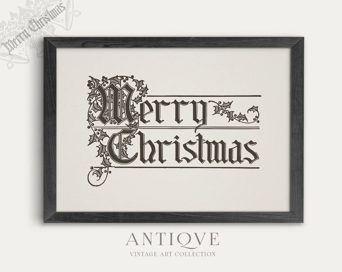 Vintage Merry Christmas Words Art Print - Image 4