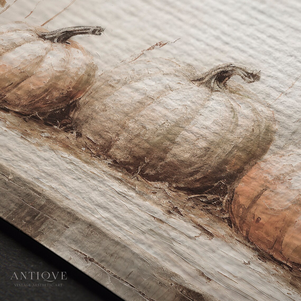 Rustic Pumpkin Light Fall Painting, Farmhouse Art Print - Image 2