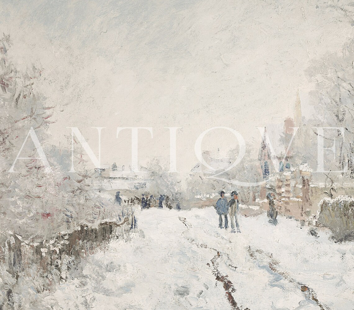 Vintage Winter Paris Snowy Bridge Art Print - Image 3