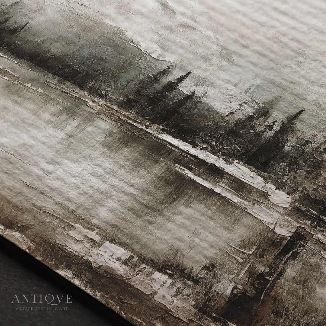 Winter Snowy Landscape Painting, Rustic Christmas Decor - Image 3