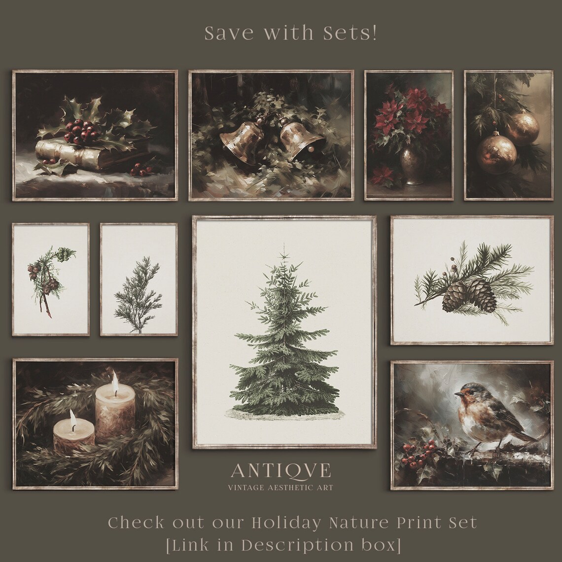 Christmas Tree Ornaments Painting, Vintage Christmas Decor - Image 2