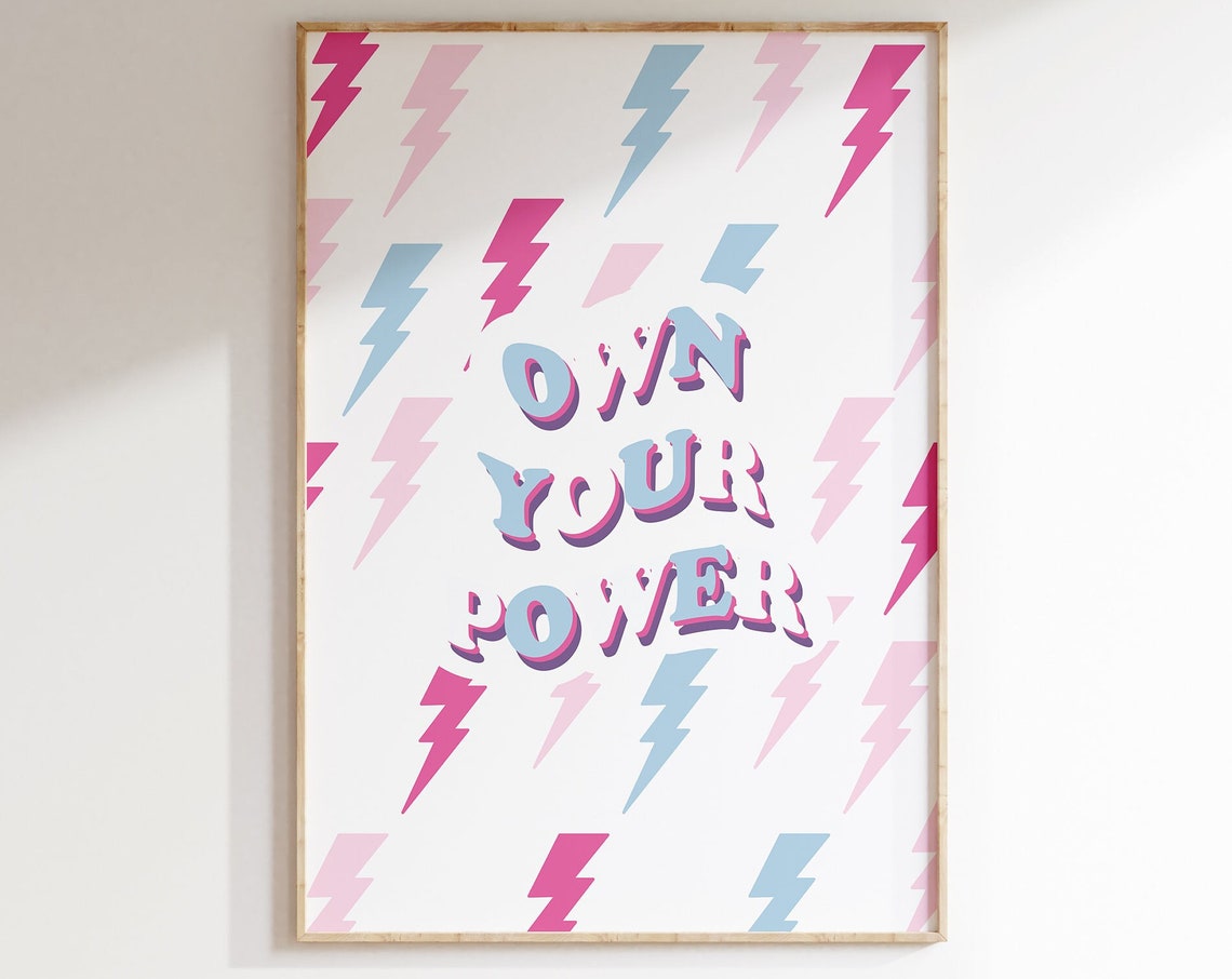 Own Your Power Retro Lightning Bolt Empowering Quote Artwork Poster