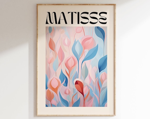 Matisse Pastel Pink Blue Abstract Floral Papiers Decoupes Style Poster