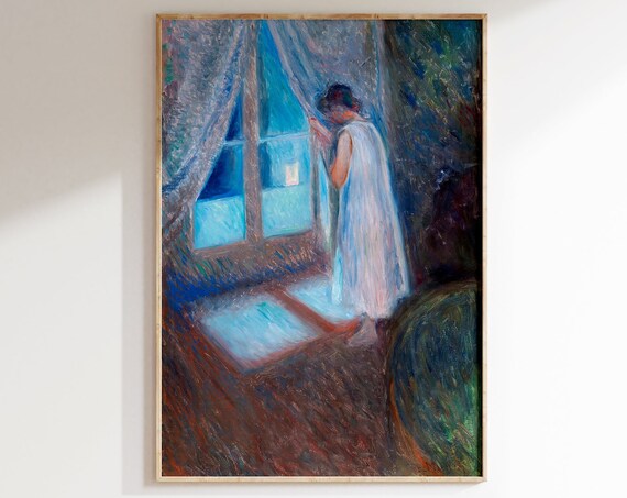 Edvard Munch The Girl By The Window Poster Edvard Munch Print Exhibition Poster Vintage Mid Century Wall Art Decor Modern Scandinavian
