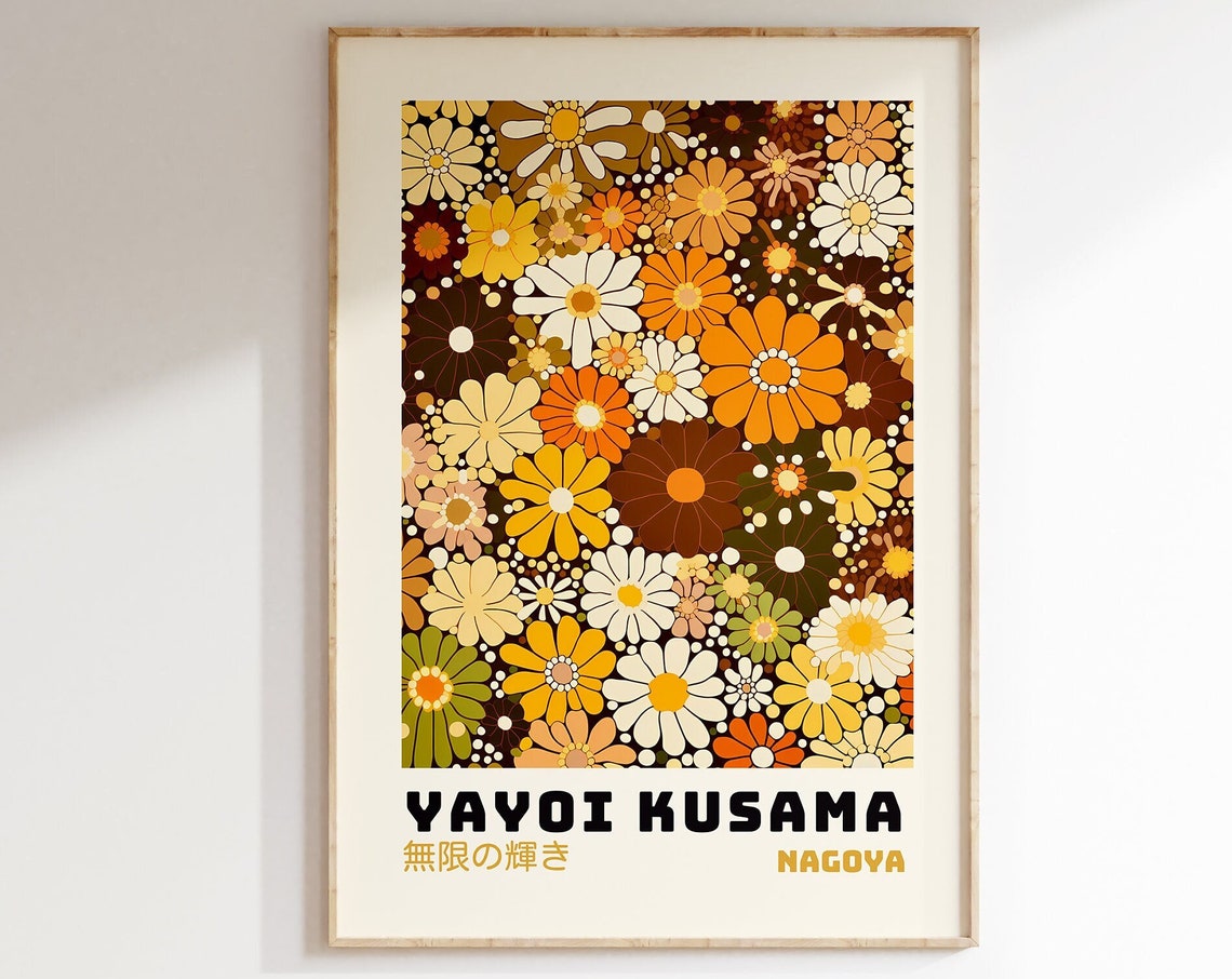 Yayoi Kusama Retro Floral Field Nagoya Japanese Gallery Art Poster