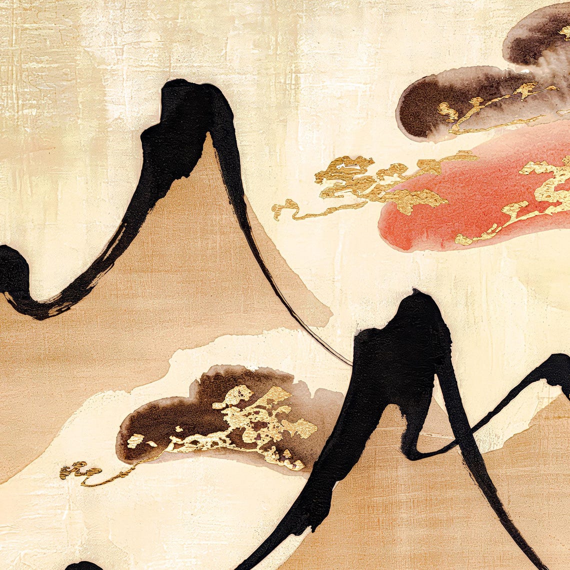 Abstract Japanese Sumi Ink Mountain Brushstroke Wabi Sabi Zen Poster - Image 4
