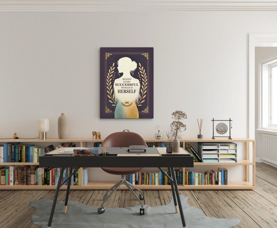 Behind Every Successful Woman Is Herself Silhouette Quote Art Poster - Image 2