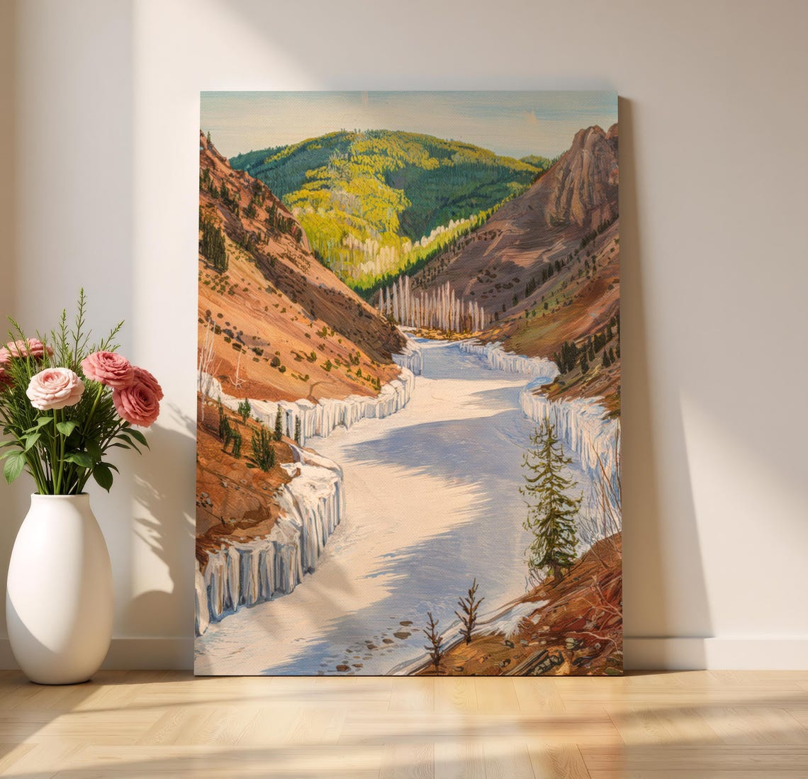 Frozen Canyon River Snow Mountain Valley Winter Landscape Poster - Image 4