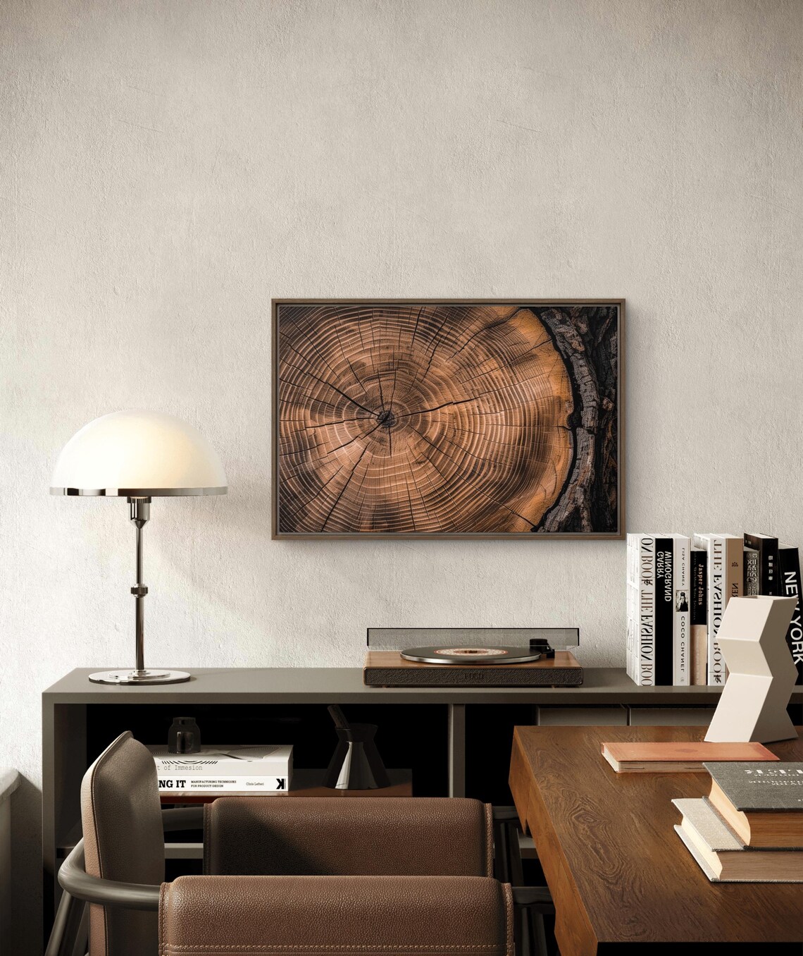 Rustic Tree Ring Framed Print Nature Inspired Woodgrain Wall Art Modern Farmhouse Cabin Or Minimalist Decor - Image 4
