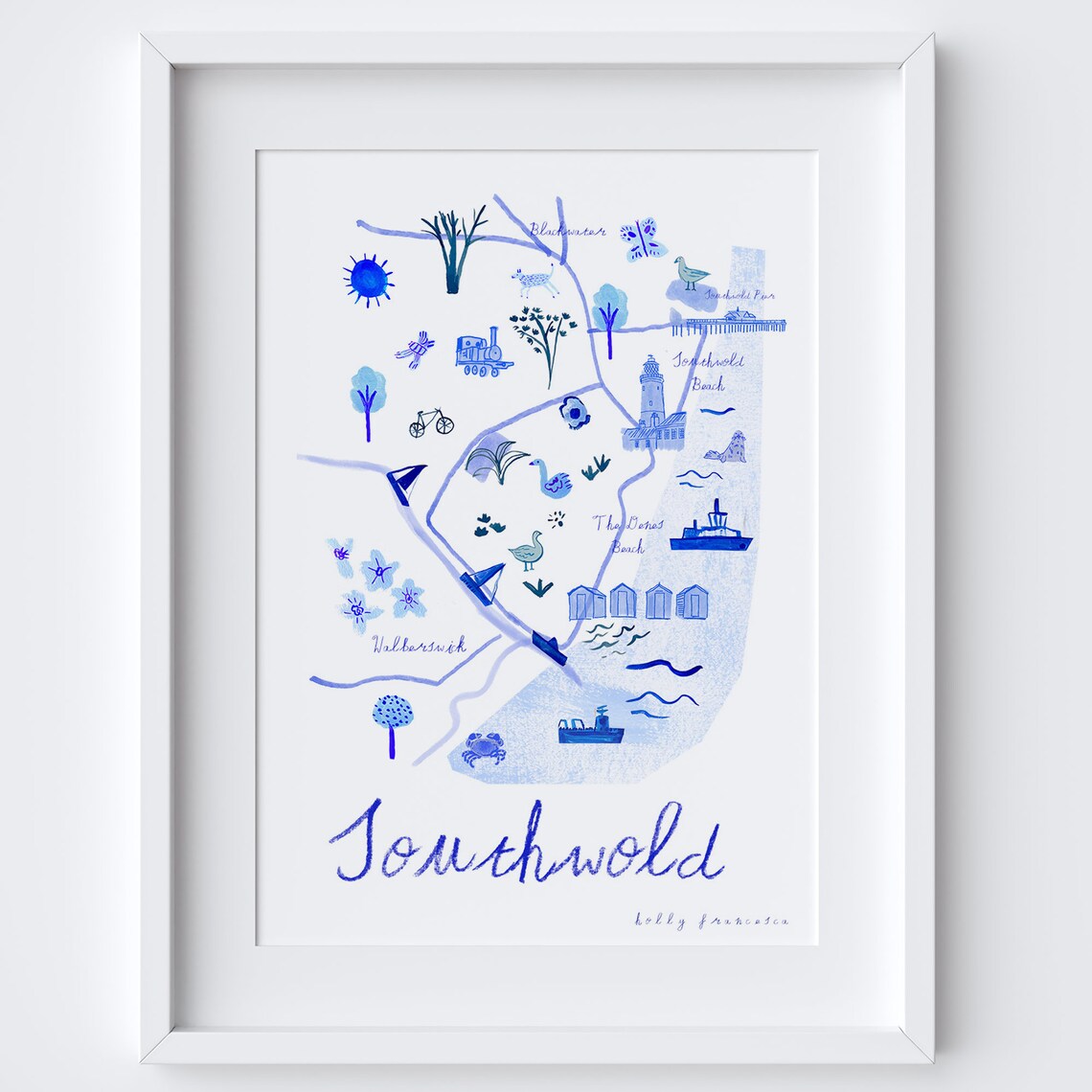 Southwold Walberswick Map Poster, Suffolk Coast