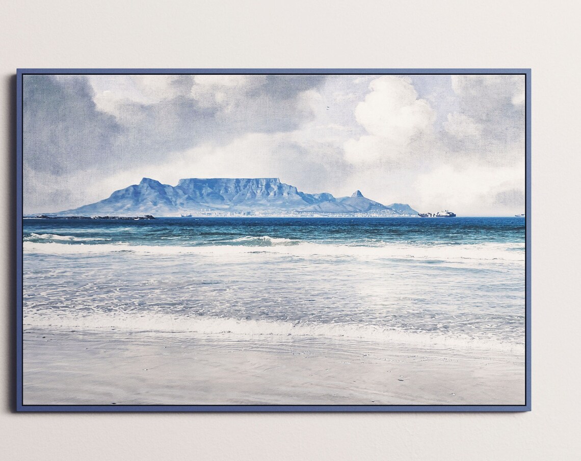Table Mountain in Cape Town Poster, Landmark Focus