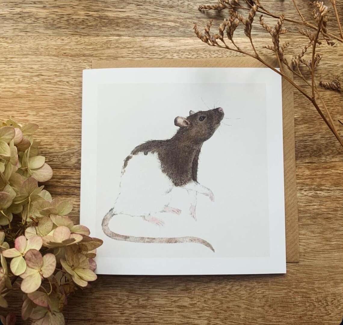 Rat Watercolour Painting Art Print, Greeting Card