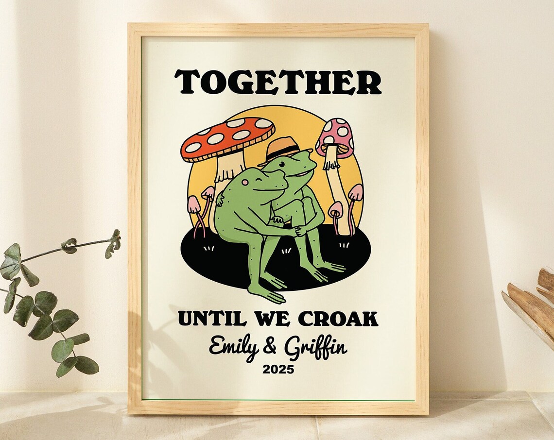 Personalized Couple Frog Illustration Love Art Print