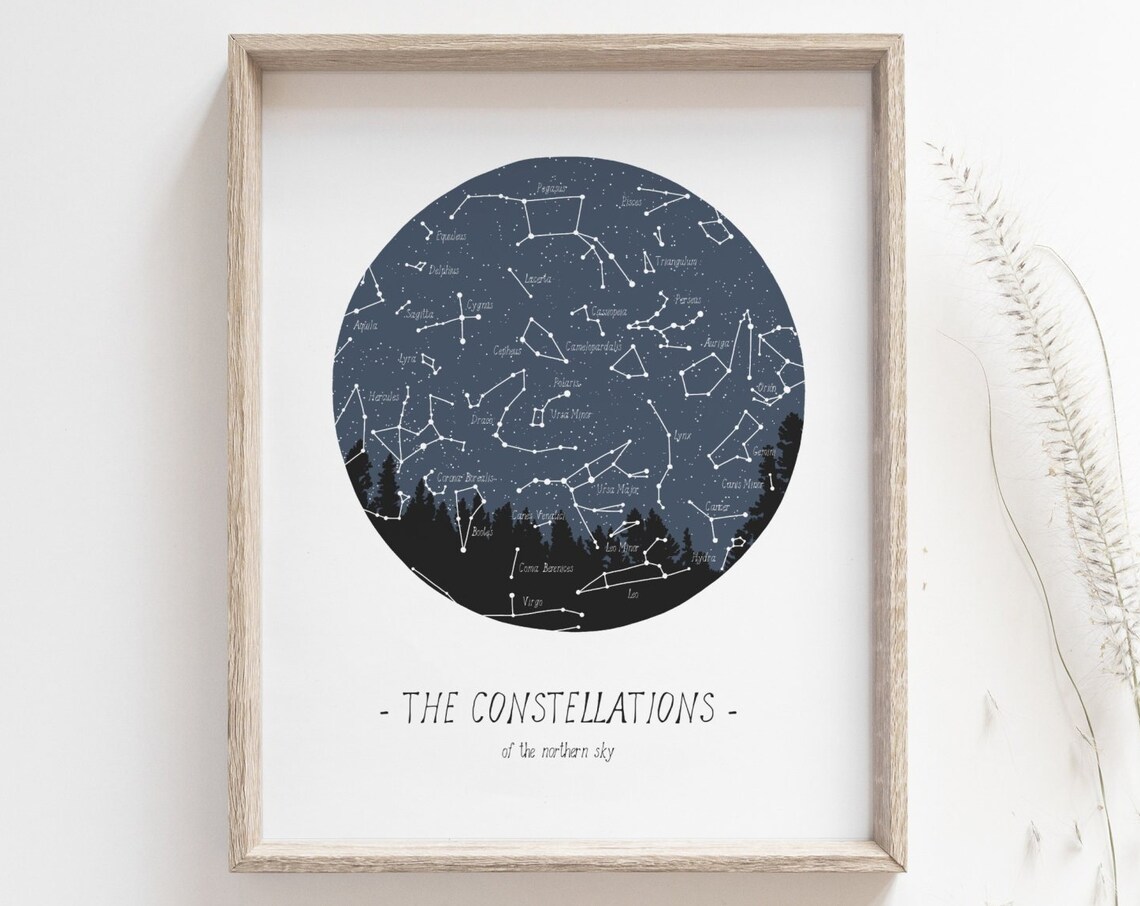 Constellations Print, Northern Hemisphere Star Chart