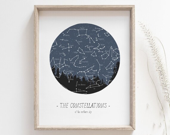 Constellations Print, Northern Hemisphere Star Chart