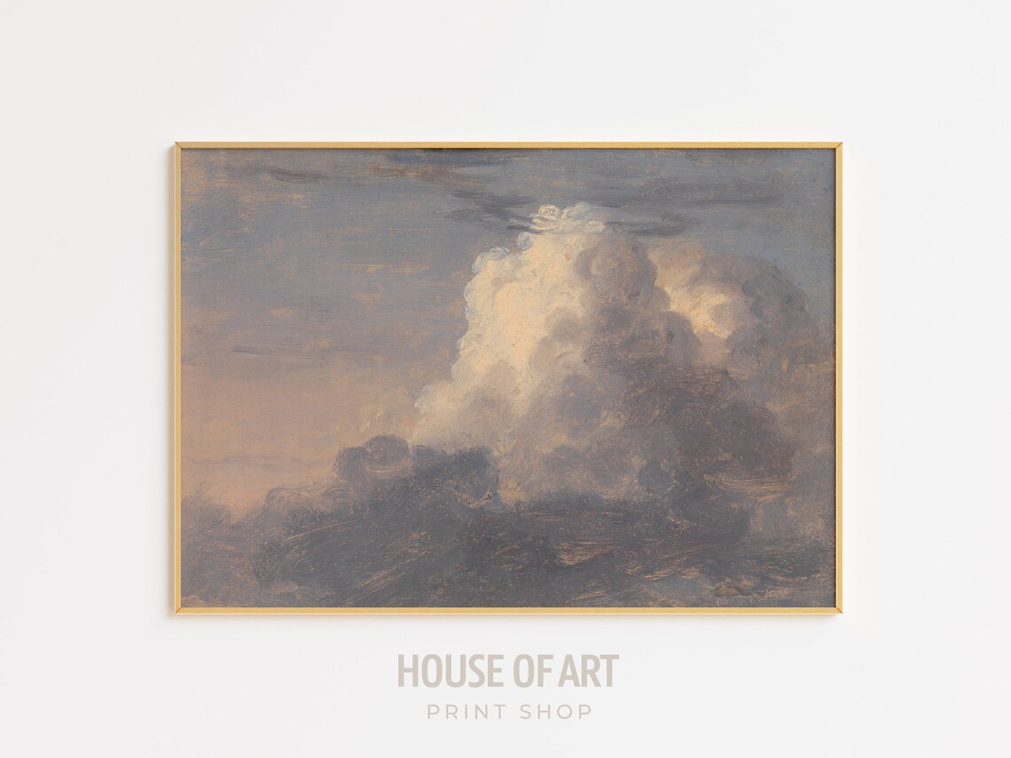 Towering Sunset Cumulus Clouds Vintage Oil Painting Sky Art Print - Image 3