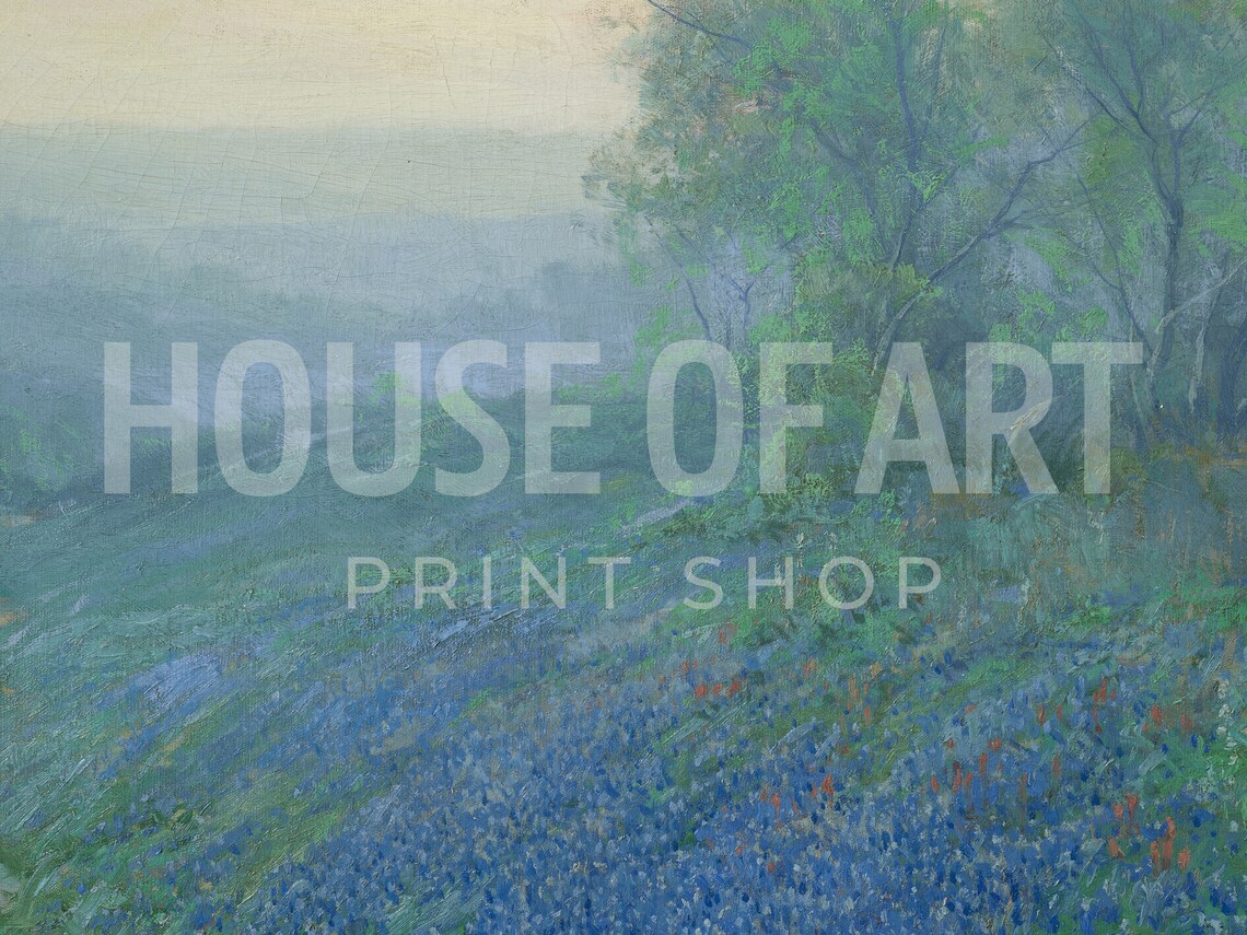 Texas Bluebonnet Field Wildflower Hill Country Landscape Art Print - Image 2