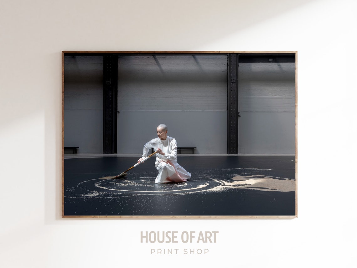 Sand Circle Drawing Performance Contemporary Photo Art Print Poster