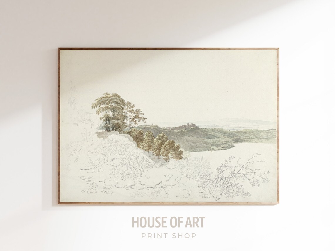 Castel Gandolfo Hilltop Town View, Watercolor Art Print